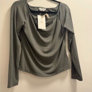 Urban Outfitters Long Sleeve Top in olive green